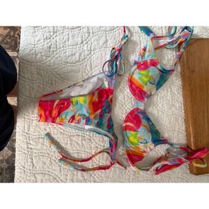 Multi Color Tie Dye Underwire Bikini Set Two Piece Swimsuit Small